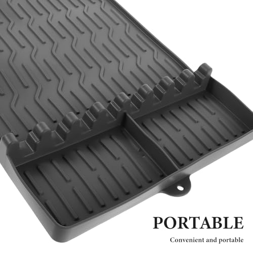 Tapis de cuisson grand format en silicone gris pour spatule et ustensiles