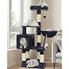 Heybly Cat Tree with Toy, Cat Tower condo for Indoor Cats, Cat House with Padded Plush Perch, Cozy Hammock and Sisal Scratching Posts, Smoky Gray HCT004SG