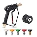 YUET High Pressure Washer Gun Handle with 5 Water Nozzle Tips,Water Wash Cleaner for Car Cleaning Kit(M22 14MM Fitting Hose Connector & 1/4" Karcher Kärcher Quick Connector) Power Wand 4350 PSI