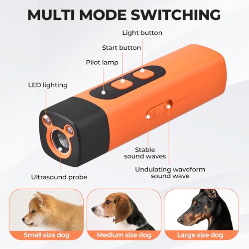 kailisi Antibell Ultraschall Gerät, 2025 Neuestes Handgerät Anti Bell Gerät Hunde, Ultraschall Handheld Hunde Training Antibell für Hunde Drinnen Draußen für Hundetraining und Gehen (Orange,1Pcs)