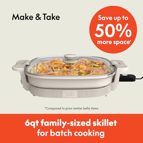 Image of bella Fits-Anywhere SAUTE XL Make & Take Skillet, Non-Toxic, Oatmilk