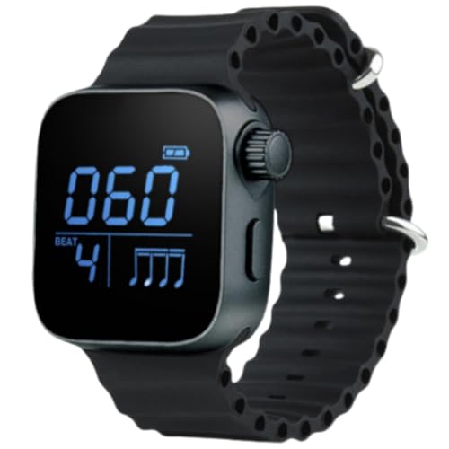 AOUTN パルスビートカウントウォッチ デジタルメトロノーム ギター ピアノ ドラムなど楽器 練習 ベテラン向き スポーツ活動にも 腕時計型メトロノーム 多機能音楽練習ツール メトロノームウォッチ メトロノーム 腕時計 静音 メトロノーム 振動 (ブラッ