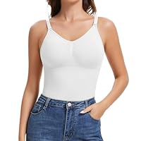 Joyshaper Haut Sculptant Femme Ventre Plat Débardeur Gainant avec Soutien-Gorge Gaine Amincissante Body Shaper Camisole Sans Couture, Blanc, XXL