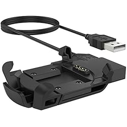 Cargador Reloj Garmin Fenix 3 MoKo Cargador Compatible con Garmin Fenix 3/Fenix 3 Zafiro/Fenix 3 HR/Quatix 3 Smartwatch, Clip Cargador con Cable de Carga USB de 1M, Negro