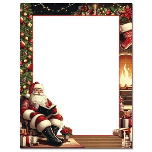 Papier à lettre Fireside Santa pour écrire vos vœux de Noël en famille
