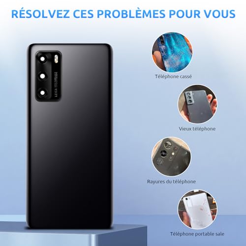 Vitre Arrière pour Huawei P40 Origine en Or avec Lentille Caméra et Kit - 3