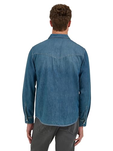 Wrangler mens Iconic Denim Regular Fit Snap Shirt2