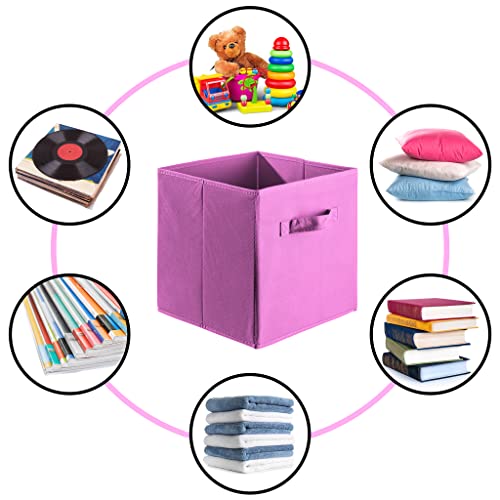 Sorbus® 11 Inch Cube Storage Organizer Bins - 6 Pack - Foldable Storage Cubes - Rectangular Shelf Basket - Great For Nursery, Playroom, Closet, Home Organization (Pastel Pink) #TOP5