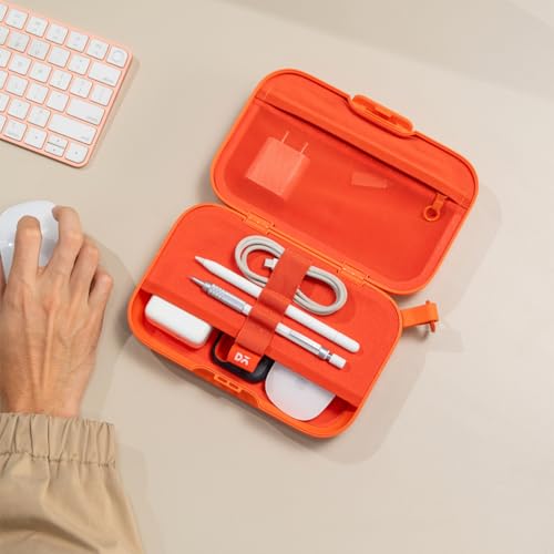Image of DailyObjects Tangerine Park Tech Organiser | Travel Digital Accessories Storage Bag | Compact Travel Case for Camera Cables, Chargers, Memory Cards & Accessories | Durable & Stylish Storage Pouch