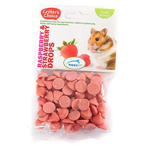 Critters Choice Small Animal Raspberry and Strawberry Drops Healthy Delicious Chews Vitamin Enriched Snacks Treats for Rabbit Guinea Pigs Hamsters 75g