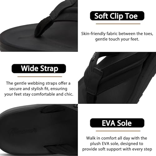Men's Flip Flops with Arch Support Thong Orthopedic Sandals for Plantar Fasciitis & Flat Feet, Water Friendly Non-Slip Summer Beach Lightweight Slides, Pool, Gym4