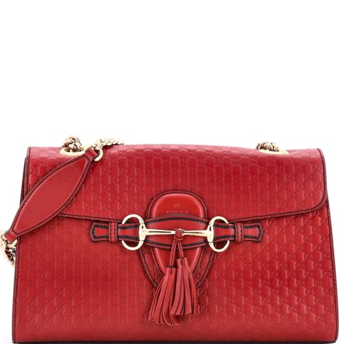 Pre-Loved Emily Chain Flap Bag Microguccissima Leather Medium, Red