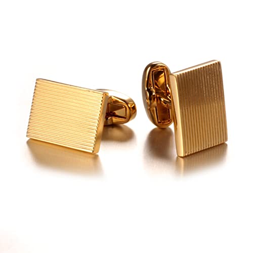 Mancuernillas Rectangulares Doradas para Hombre miniatura 4
