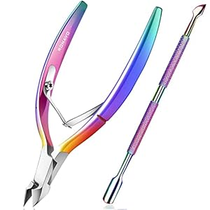Nagelhautschneider mit Nagelhautschieber – Nagelhautschneider Zangenschneider RONAVO Dead Skin Remover Scherenzange Langlebige Maniküre Pediküre Werkzeuge für Fingernägel und Zehennägel Chamäleon