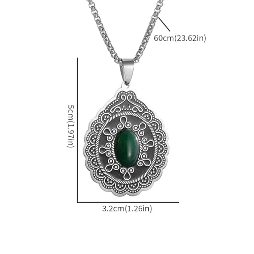 Collier pendentif pétale ovale plat en acier de synthèse style multicouche - 4