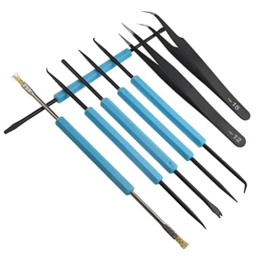 XINMEIWEN 6Pcs Solder Auxiliary Tools Double Sided Repair Tool with 2 Black Precision Tweezers for Electronics Repair and Soldering - Image 4