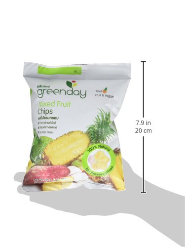 Green Day Thai Real Fruit & Vegetable Mixed Fruit Chips, Pineapple/Jackfruit/Taro/Banana/Sweet Potato, 55 Gram #TOP3