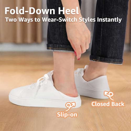 STQ White Tennis Slip on Sneakers Womens Shoes Canvas Business Casual Shoe Spring Daily Wear Travel Work Lightweight Comfortable White Size 8 — view 4