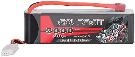GOLDBAT 3S 11.1V 3000mAh 30C Lipo Battery with Dean-Style T (XT60) Connector for RC Car Airplane Helicopter Boat Drone FPV and Quadcopter Radio Control Toy (1 Pack)