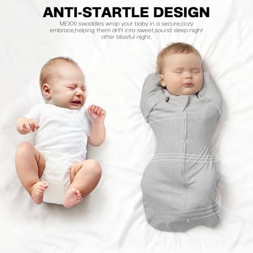 Image of MEXXI Baby Transitional Swaddle, 2 Pack Sleep Sack With Arms Up, 0.5 TOG
