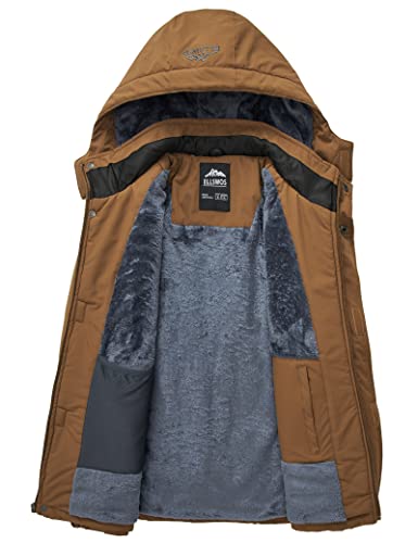 Image of ELLSWOS Men's Waterproof Ski Jacket Winter Snow Coat Warm Hooded Raincoat Windproof Windbreakers
