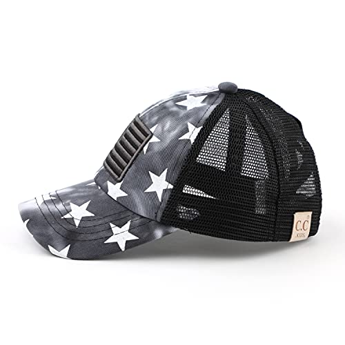 C.C Kids Criss-Cross Elastic Band Distressed Star Print Pony Cap for Kids (KIDS-BT-933)3