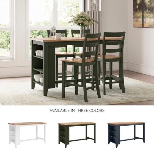 Signature Design by Ashley Gesthaven Counter Height Dining Table, Kitchen Island Table with 3 Storage Shelves, Wood Construction, Seats Up to 4, Natural and Green, 60" W - image 4