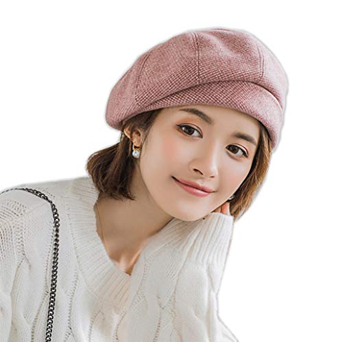 YSJOY Womens French Style Houndstooth Autumn Winter Beret Hat Cap Artist Cap Newsboy Cap Beanie Hat Pink YSJOY Womens French Style Houndstooth Autumn Winter Beret Hat Cap Artist Cap Newsboy Cap Beanie Hat Pink