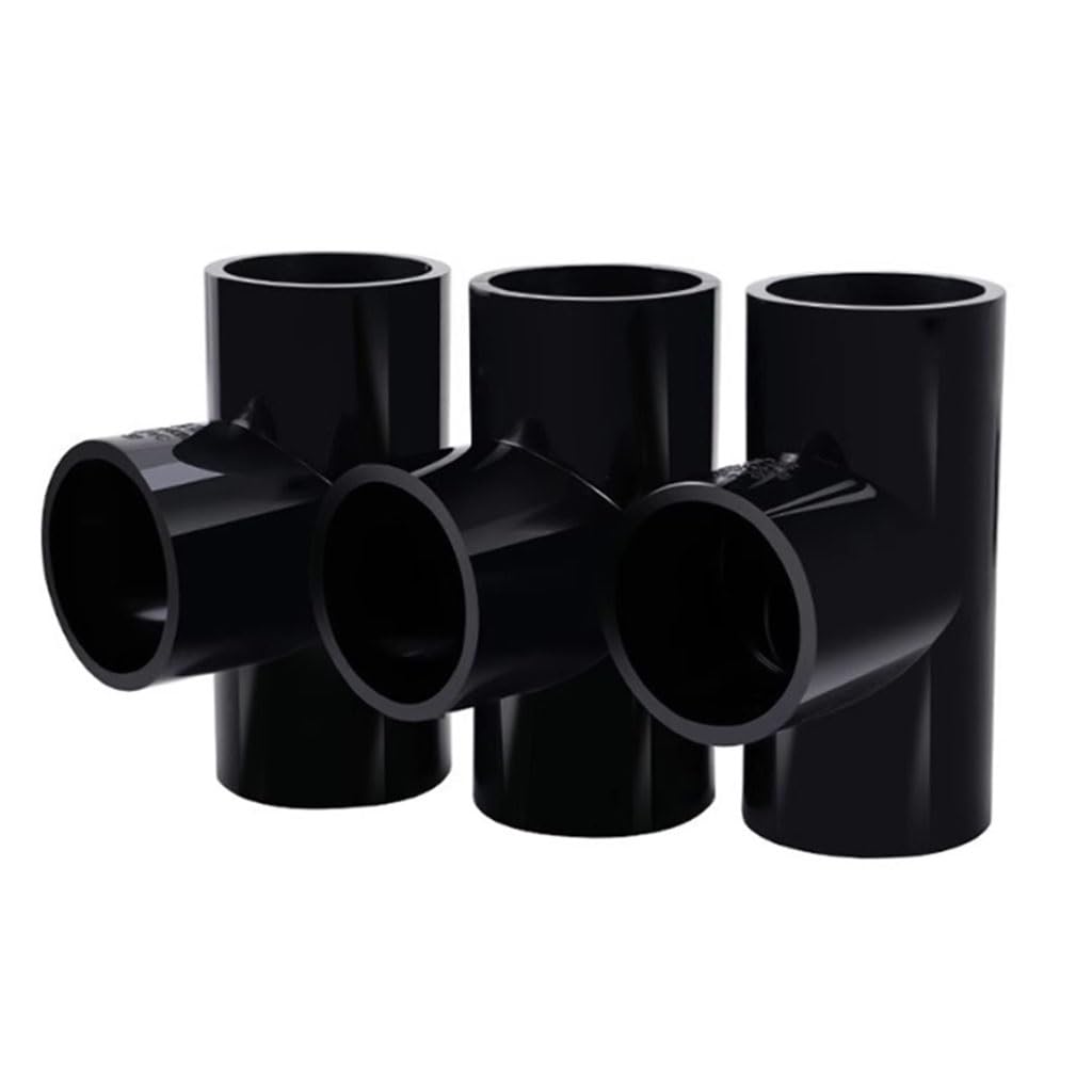 4 PCS Black UPVC Equal Diameter Tee Plastic Fittings, ID 20MM 25 32 40 50MM Inlet Opening for Water and Sewage Pipes(20mm)