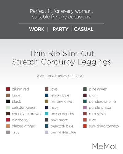 MeMoi Thin-Rib Slim-Cut Stretch Corduroy Leggings2