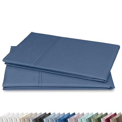 CALIFORNIA DESIGN DEN Luxuriously Soft Hotel Quality 600 Thread Count, 100% Cotton Set of 2 Cases, Crisp & Cool Pillow Cases Standard Size, Fits Standard & Queen Pillows (Dark Blue)