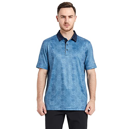 Image of Golf Shirts for Men Dry Fit Short Sleeve Print Performance Moisture Wicking Polo Shirt