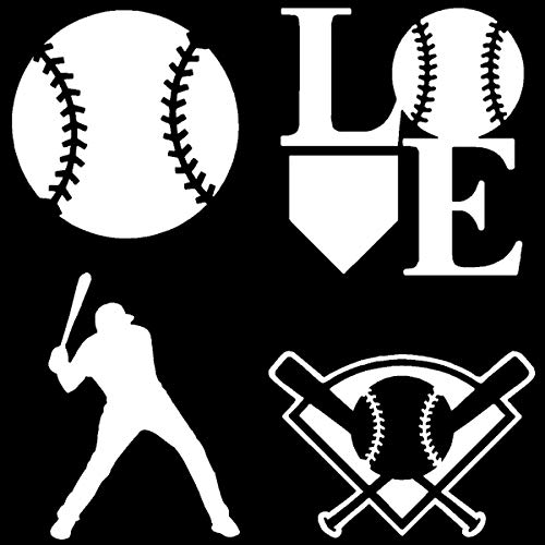 Sports Decal 4 Pack: Assorted Baseball Decals (White)