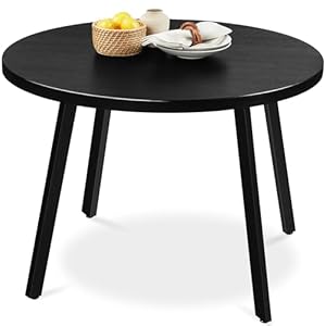 Best Choice Products 35.5in Round Mid-Century Modern Dining Table, Space-Saving Dinette for 2-4, Home, Kitchen, Apartment w/Steel Legs – Black