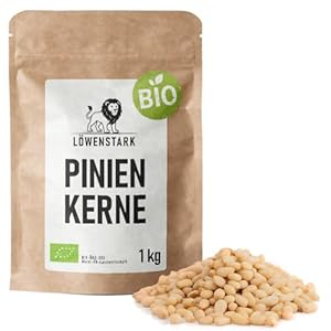 Löwenstark I Bio-Pinienkerne, ideal als Snack, für die Herstellung von Pesto, zum Backen & Verfeinern von Salaten. Vegan.