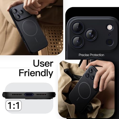 Image of JETech Magnetic Slim Case for iPhone 17 Pro Max 6.9-Inch, Compatible with MagSafe, Ultra-Thin Lightweight Minimalist Phone Cover with Matte Finish and Full Camera Lens Protection (Black)