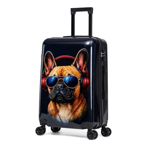 Image of InUSA Dog Print 24-Inch Hardside Spinner Luggage Lightweight & TSA Lock