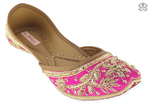 Image of Fulkari Women's Murraya Genuine Soft Leather Juttis | Bite and Pinch Free Jutis | Punjabi Jutti For Ladies | Bridal Ethnic Stylish Mojari Flats For Girls |