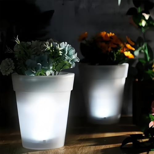 Maceta iluminada impermeable con carga solar automatica para patio 3