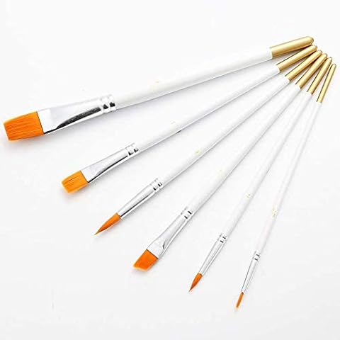 Artist Paint Brush Set,KANOSON 6pcs White Wooden Handle Artist Acrylic Paint Brush Set, Small Fine Nylon Watercolour Paint Brushes/Oil Paint Brushes/Gouache Paint Brushes for Art Cover