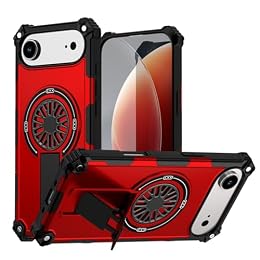 DAWEIXEAU Magnetic Case for iPhone 17 AIR,Built-in Metal Stand [Compatible with Mag-Safe] Shockproof Protective Cover Case for iPhone 17 AIR Red