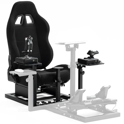 Minneer Flight Racing Simulator Cockpit Support Hotas Warthog with Black Seat Fits for Logitech/Thrustmaster/Fanatec X56/X52/G29/G920/T248 Drive Gaming Joystick Mount. Joystick, Handbrake Not Included