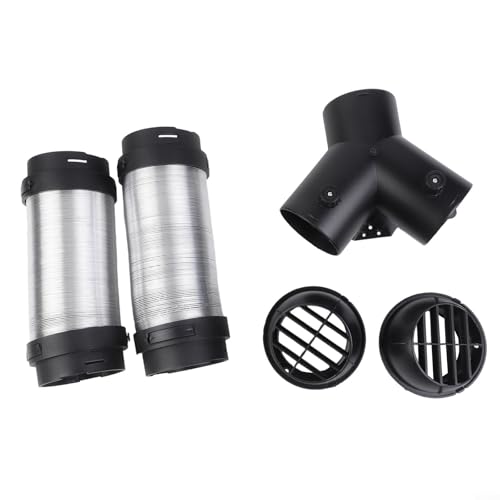 Kit de conducto de calefacción de coche de 75 mm, 2 tubos con salidas cuadradas y T tipo Y, juego de manguera de conducto de aire caliente de aluminio para calentador diésel en autocaravana y