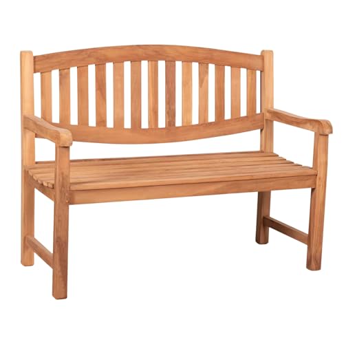 MR. DEKO® Gartenbank Bradford Teakholz | Holzbank mit Lehne | Friesenbank für draußen | 2-Sitzer 120x57x94 cm | Sitzbank Teak massiv &...