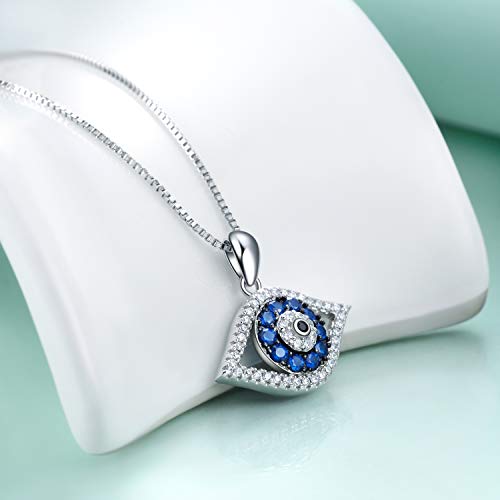 PEIMKO Evil Eye Pendant Necklace 925 Sterling Silver Greek Protection Jewelry for Women2