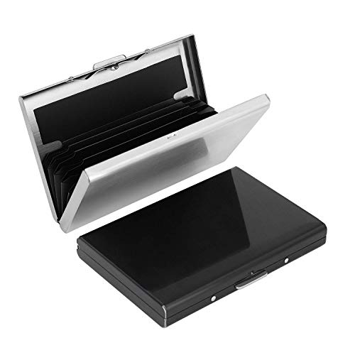 Preisvergleich Produktbild 2 Stück Kreditkartenhülle, Edelstahl Kreditkartenetui, Visitenkartenetui, RFID Schutz Kreditkartenhülle, 6 Fächer Slim Wallets Credit Card Holder für Damen und Herren