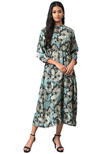 Robe longue décontractée trapèze bleu pour silhouette élancée XS