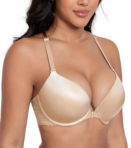 DotVol Women's Front Closure Push Up Convertible Bohemian Back Underwire Everyday Bra4