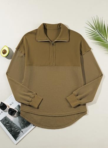 Image of SHEWIN Women Fall Sweatshirt Casual Half Zip Pullover Fall Top 2026 Clothes