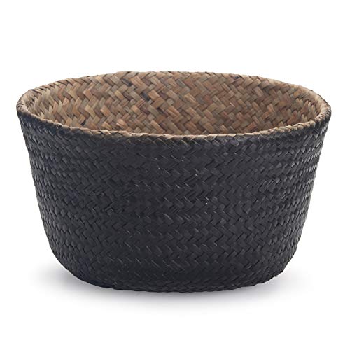 Panier en jonc de mer DOKOT bicolore noir naturel - 4
